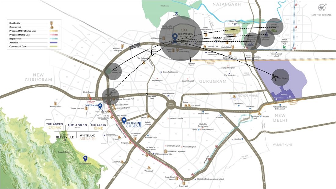 Whiteland The Westin Residences Gurugram Location Map
